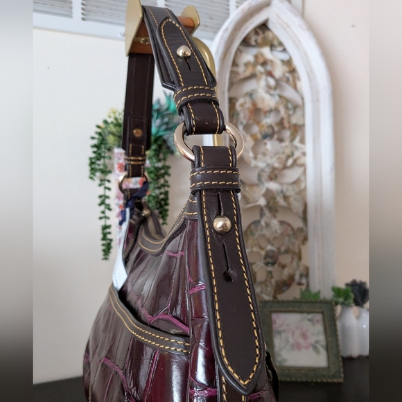 Dooney & Bourke Collins Hobo Croc Embossed Leather – Plum NWT - Picture 5 of 14